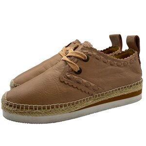 See by Chloe Womens Shoes Glyn Brown Leather Espadrille Sneakers